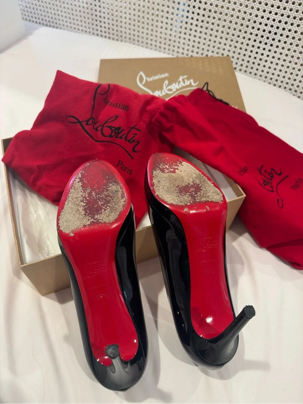 Christian Louboutin Black Patent Round-Toe New Simple Platform Pump